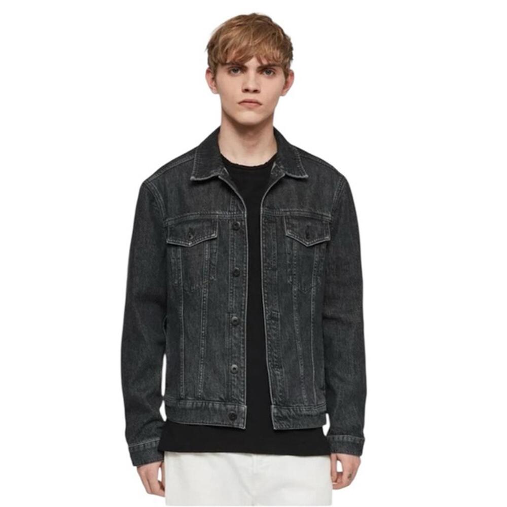 All Saints Barrio Denim Jacket Black Washed Size XXL